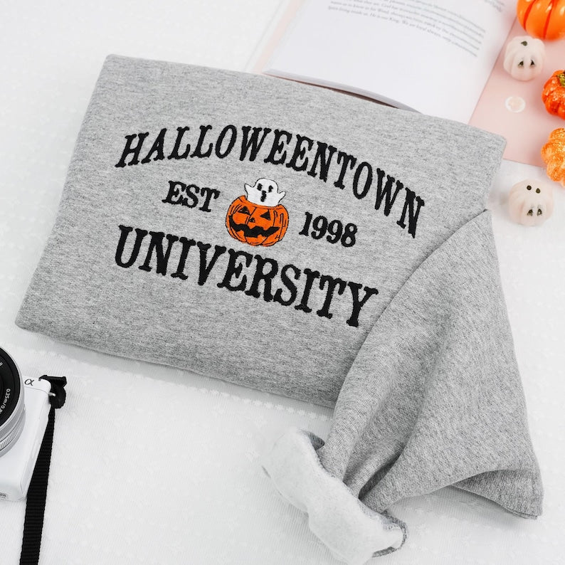Halloweentown Est 1998 Sweatshirt - Embroidered Halloweentown Shirt - Pumkin Sweatshirt - Womens Spooky Shirts - Halloween Gift For Men