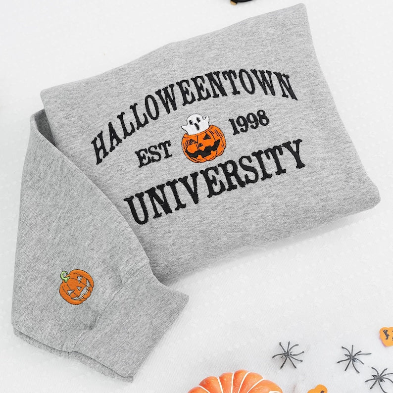 Halloweentown Est 1998 Sweatshirt - Embroidered Halloweentown Shirt - Pumkin Sweatshirt - Womens Spooky Shirts - Halloween Gift For Men
