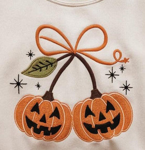 Embroidered Pumpkin Cherries Autumn Girly Sweatshirt, Halloween Pumpkin Shirt, Fall pumpkin Tee, Pumpkin Cheeries Coquette Tee, Fall Shirt il_794xN.7050893623_agr3.jpg