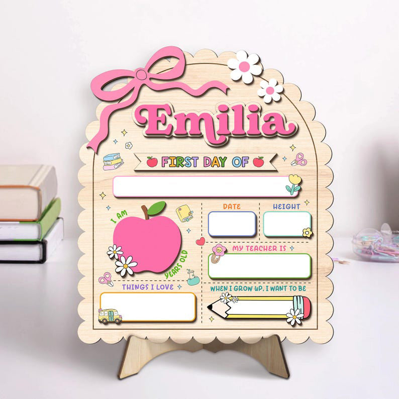 Personalized First Day Of School Sign, Back To School Sign, Kindergarten First and Last Day of School Board, 1st Day of School Wood Sign