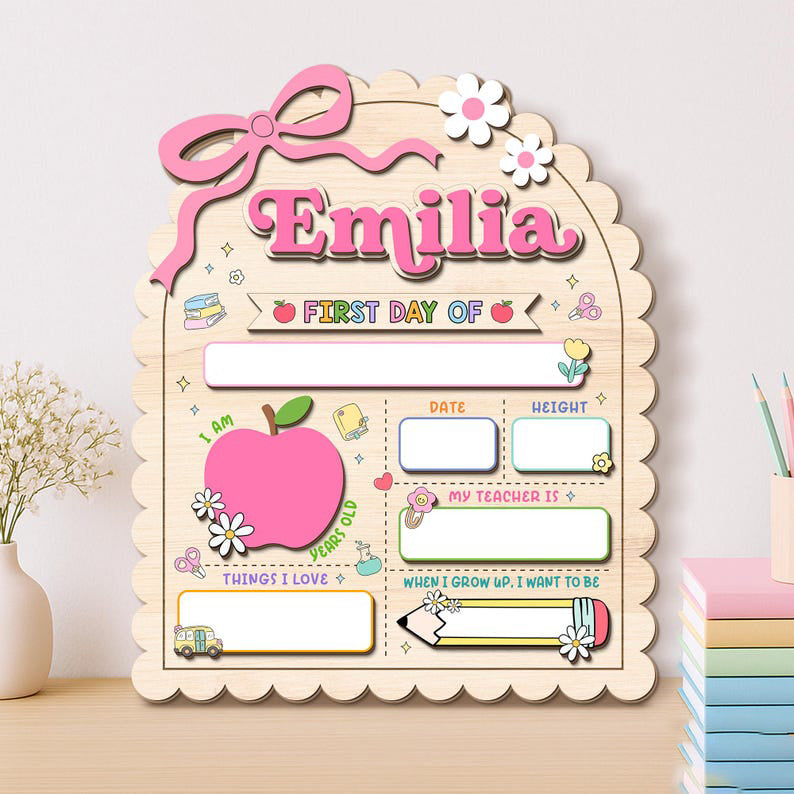 Personalized First Day Of School Sign, Back To School Sign, Kindergarten First and Last Day of School Board, 1st Day of School Wood Sign