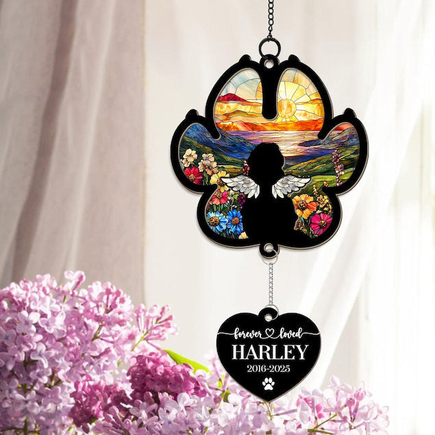 Custom Dog Memorial Suncatcher, Personalized Dog Loss Sympathy Gift, Loss of Pet Gift, Dog Remembrance Window Hanging Car Accessory