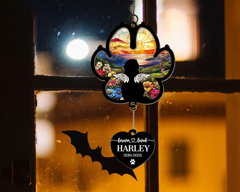 Custom Dog Memorial Suncatcher, Personalized Dog Loss Sympathy Gift, Loss of Pet Gift, Dog Remembrance Window Hanging Car Accessory