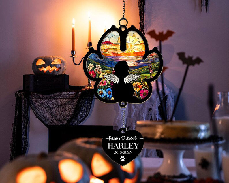 Custom Dog Memorial Suncatcher, Personalized Dog Loss Sympathy Gift, Loss of Pet Gift, Dog Remembrance Window Hanging Car Accessory