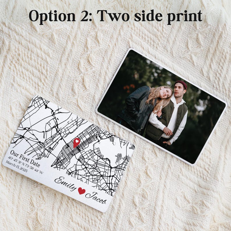 Personalized Where We Met Metal Wallet Card, First Date Map, Long Distance Relationship Gift, Wedding Gift for Couple, 1st Anniversary Gift