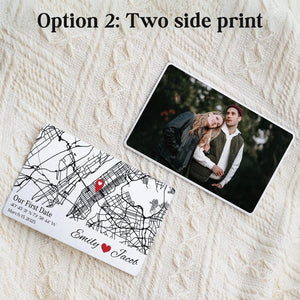 Personalized Where We Met Metal Wallet Card, First Date Map, Long Distance Relationship Gift, Wedding Gift for Couple, 1st Anniversary Gift