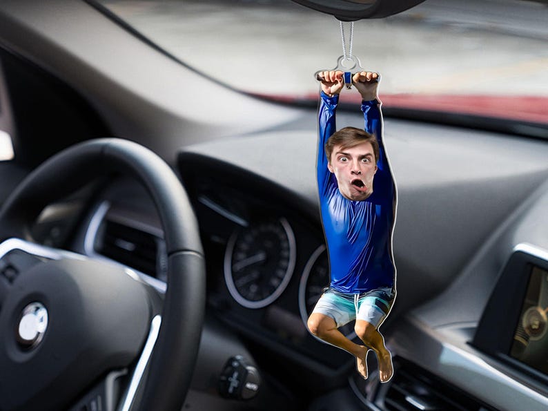 Custom Zipline Face Ornament, Funny Hanging Photo Gift, Personalized Acrylic Ornament for Friends, Gag Christmas Gift