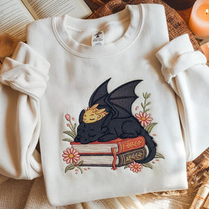 Dragon Book Embroidered Sweatshirt, Fantasy Book Reader Sweatshirt, Fourth Wing Sweater, Basgiath War College Shirt, Dragon Book Lover Shirt il_794xN.7053454755_faqq.jpg