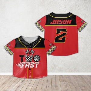 Personalized Pit Crew Baseball Jersey, Custom Name 1st 2nd Birthday Racing Jersey, Matching Family Fast One, Two Fast Baseball Jersey