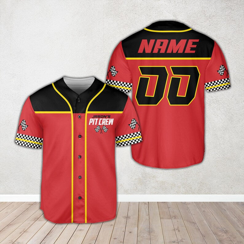Personalized Pit Crew Baseball Jersey, Custom Name 1st 2nd Birthday Racing Jersey, Matching Family Fast One, Two Fast Baseball Jersey