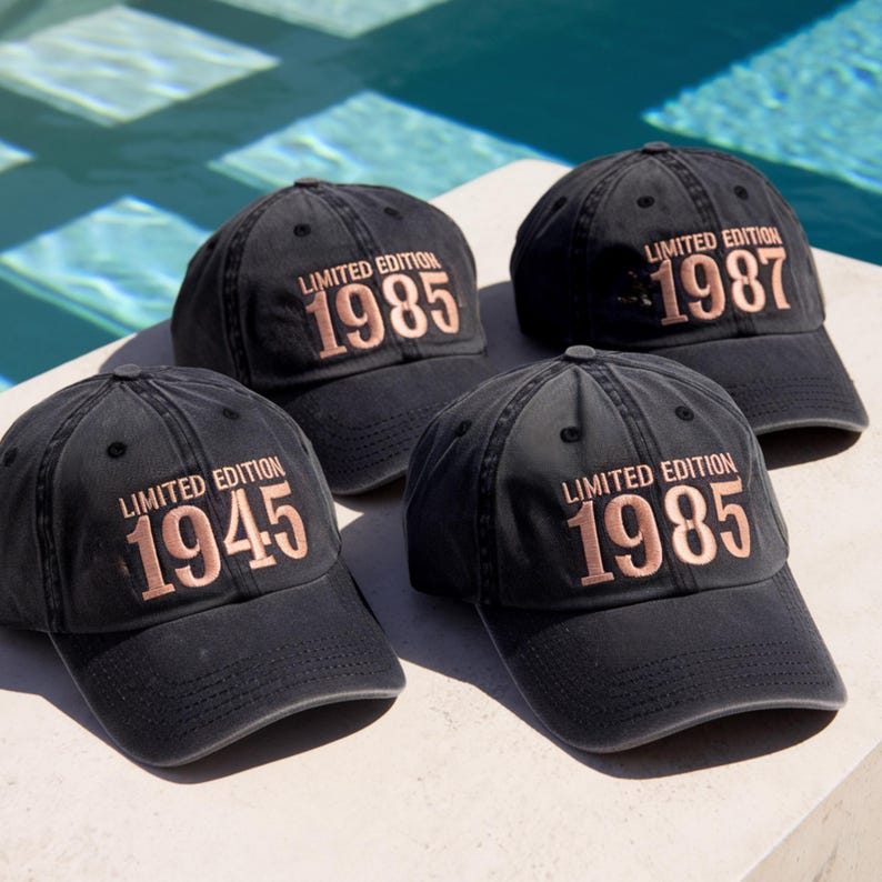 Custom Birth Year Cap, Embroidered Baseball Cap, Customized Birthday Gift, Personalized Gifts, Happy Birthday Six Panel Hat, Anniversary