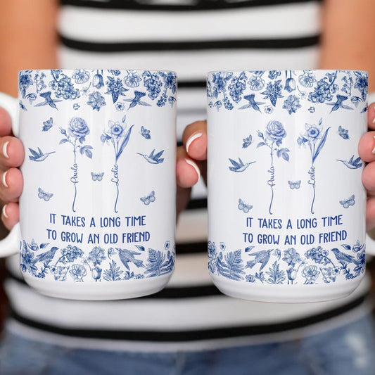 Personalized Ceramic Mug Gifts for Besties, BFF, Soul Sister, If Besties Were Flowers I'd Pick You, Custom Birth Month Flower with Name