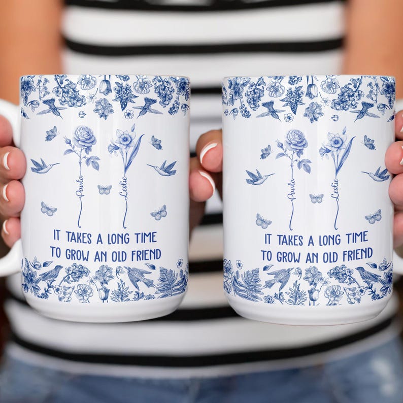 Personalized Ceramic Mug Gifts for Besties, BFF, Soul Sister, If Besties Were Flowers I'd Pick You, Custom Birth Month Flower with Name