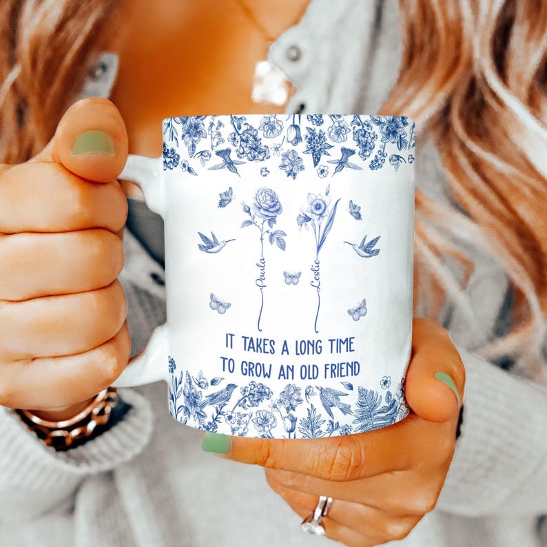 Personalized Ceramic Mug Gifts for Besties, BFF, Soul Sister, If Besties Were Flowers I'd Pick You, Custom Birth Month Flower with Name