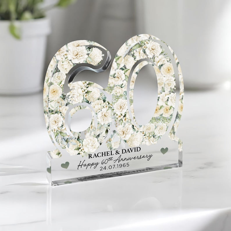 Personalised 60th Anniversary Gift Plaque, Diamond Anniversary Gift, Anniversary Gift, 60th Anniversary Gift for Husband Wife Parents