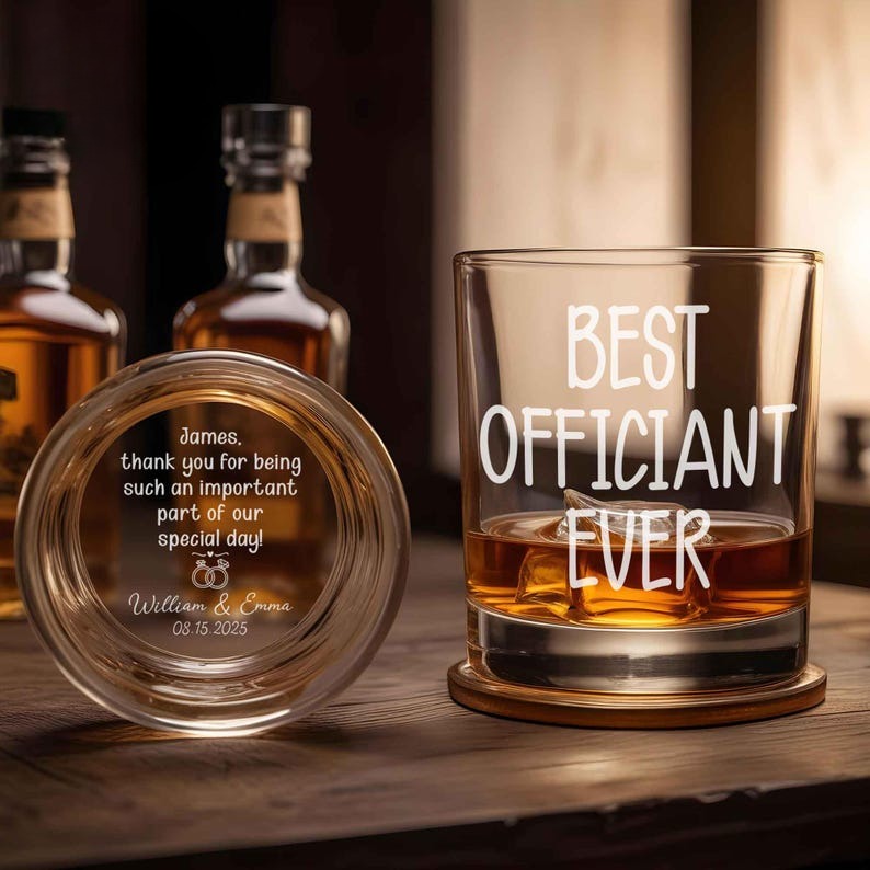 Personalized Wedding Gift for Officiant, Groomsmen Whiskey Glass, Best Man Gift, Groomsmen Proposal Gifts, Wedding Shot Glass,Officiant Gift