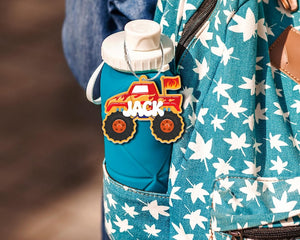Custom Monster Truck Name Keychain, Kids Backpack Tag, Personalized Boys Bag Charm, Back to School Gift, Birthday Favor for Boys, Kid Gifts