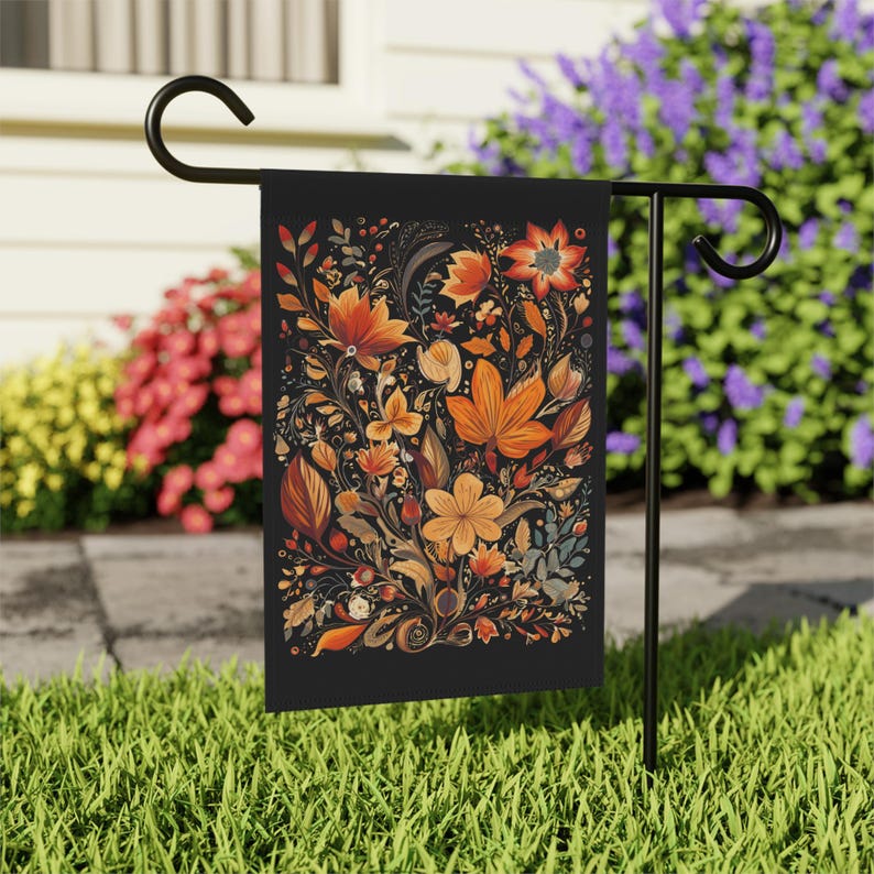 Fall Thanksgiving Garden and House Flag Fall Floral Garden Flag Outdoor Fall Decor Housewarming Gift Garden Flag Thanksgiving House Flag
