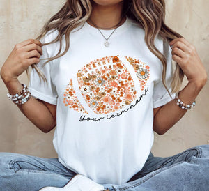 Custom Floral Football Shirt Football Mom Shirt Retro Football Tee Game Day Touchdown Season Shirt Fall Boho Floral Shirt Football Season