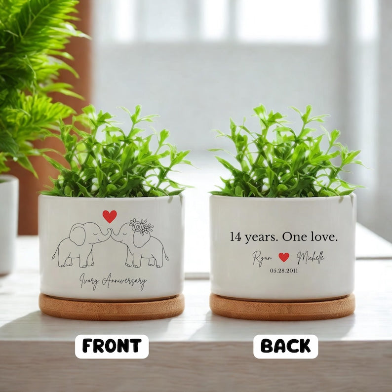 Ivory anniversary gifts, 14th anniversary, 14th wedding anniversary gift, 14th anniversary gift for wife, Ceramic pot