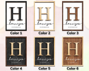 Personalized Family Name Sign,Wooden Frame,Wedding Gift,Anniversarie,Housewarming,Last Name Established Sign,Rustic Decor,First Home Gift