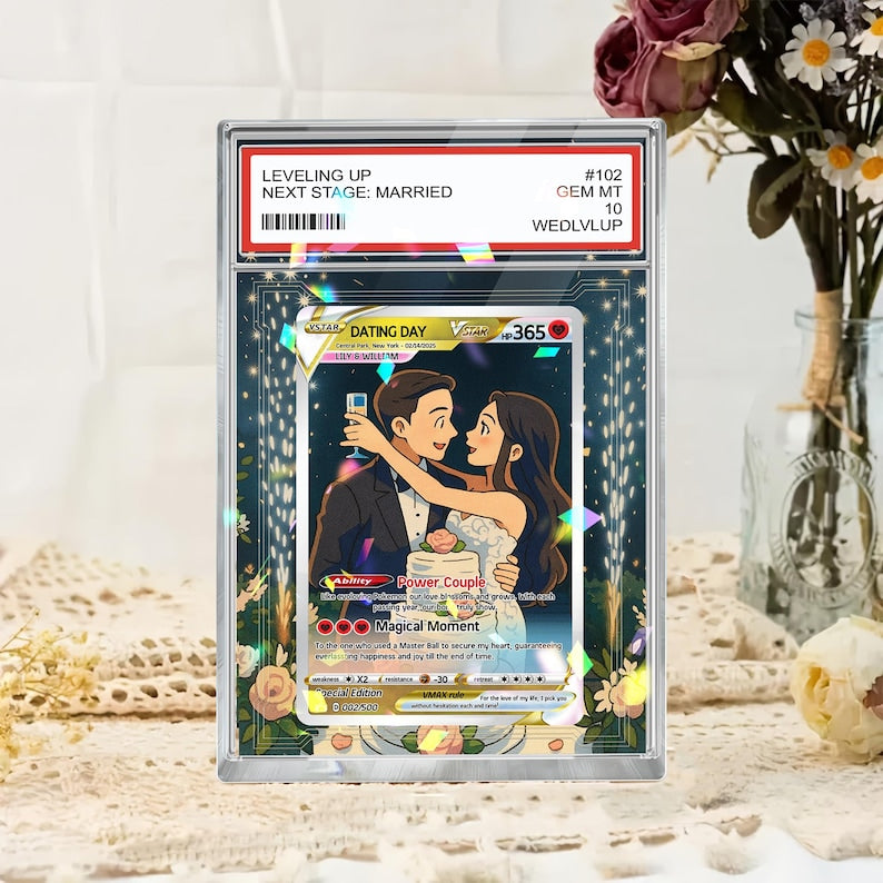 Custom Photo Anime Themed Gift for Couple Acrylic Book, Gifts from Wife, Personalized PokeLove Card, Wedding Gift, Newlywed Gifts, Anniversary Gifts