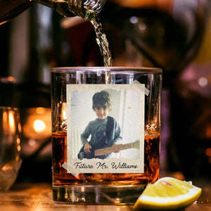 Personalized Gift for Father of the Bride, Father of the Groom, Custom Photo Whiskey Glass, Wedding Keepsake, Gift for Dad, Gift for Him