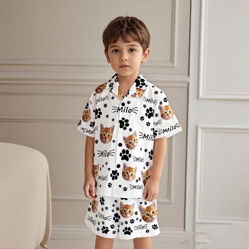 Custom Short Pajamas with Face and Name,Customized Pajama Set For Men/Women,Personalized Short Sleeve Family Pajama Set,Birthday/Party Gifts
