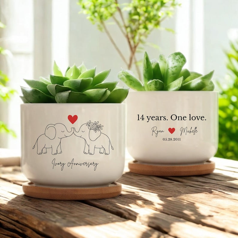 Ivory anniversary gifts, 14th anniversary, 14th wedding anniversary gift, 14th anniversary gift for wife, Ceramic pot