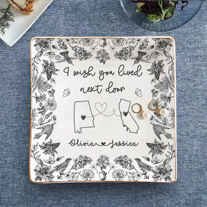 Personalized Jewelry Dish Gifts for Besties, BFF, Soul Sister, I Wish You Lived Next Door, Long Distance Gift, Friendship Gift, Couple Gifts