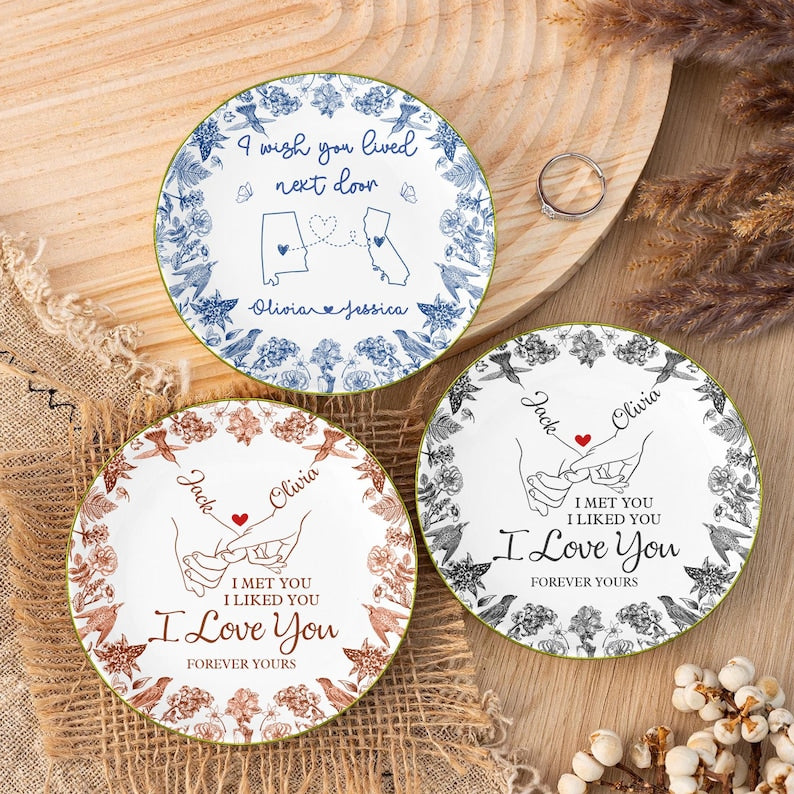 Personalized Jewelry Dish Gifts for Besties, BFF, Soul Sister, I Wish You Lived Next Door, Long Distance Gift, Friendship Gift, Couple Gifts