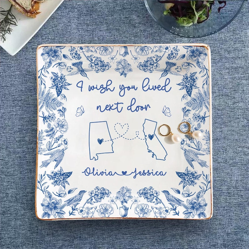 Personalized Jewelry Dish Gifts for Besties, BFF, Soul Sister, I Wish You Lived Next Door, Long Distance Gift, Friendship Gift, Couple Gifts
