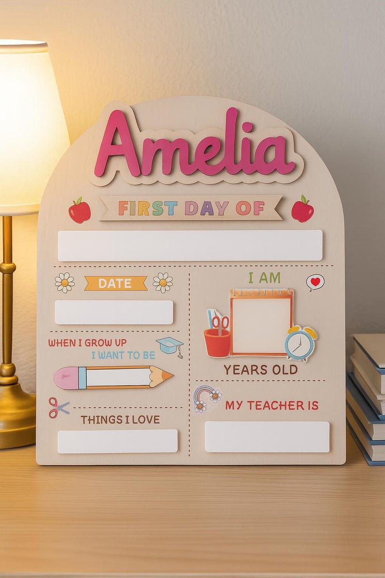 Personalized First & Last Day of School Sign: Wooden Photo Prop
