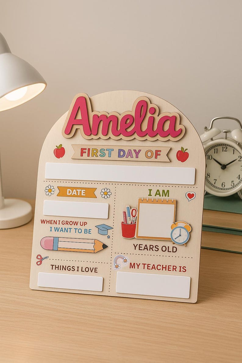 Personalized First & Last Day of School Sign: Wooden Photo Prop