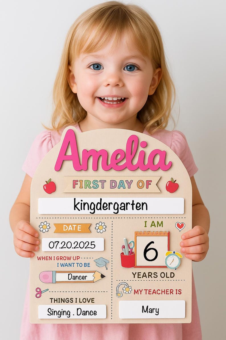 Personalized First & Last Day of School Sign: Wooden Photo Prop