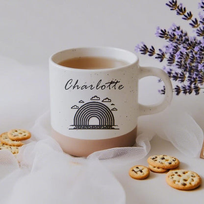 Personalized Engraved Pottery Mug Ceramic mug, Handmade Custom Mug with Text of Your Choice, Unique Custom Mug Gift for Her/Tea Coffee Lover