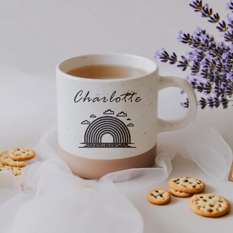 Personalized Engraved Pottery Mug Ceramic mug, Handmade Custom Mug with Text of Your Choice, Unique Custom Mug Gift for Her/Tea Coffee Lover
