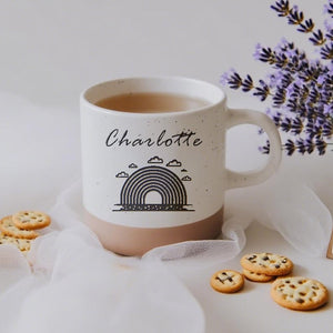 Personalized Engraved Pottery Mug Ceramic mug, Handmade Custom Mug with Text of Your Choice, Unique Custom Mug Gift for Her/Tea Coffee Lover
