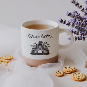 Personalized Engraved Pottery Mug Ceramic mug, Handmade Custom Mug with Text of Your Choice, Unique Custom Mug Gift for Her/Tea Coffee Lover