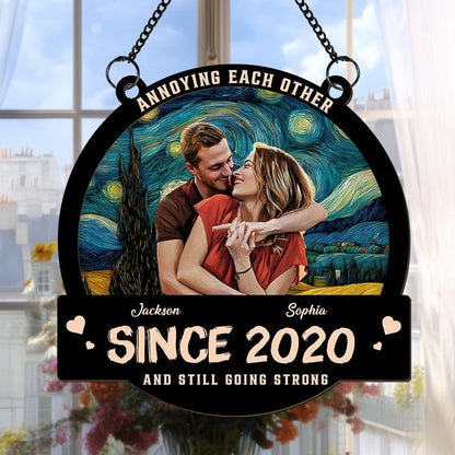Custom Photo Window Hanging Suncatcher Ornament, Annoying Each Other Since, Personalized Anniversary Wedding Gifts For Husband, Gift For Him