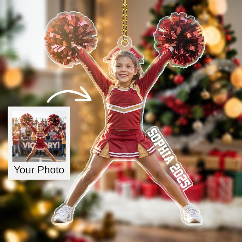 Personalized Cheerleader Christmas Ornament, Custom Photo Ornament, Cheerleading Team Gift, Cheer Mom Gift, Cheerleader Gift, Cheer Gifts