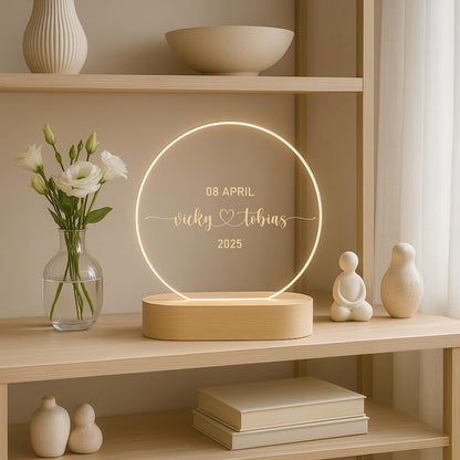 Personalized LED lamp wedding gift with names & date. Unique couple gift. Wedding decoration. Couple gift. Anniversary gift.