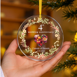 Personalized 4th Anniversary Ornament, 4th Marriage Gift, 4 Years Married Gift, Fourth Anniversary Gift, Fruit Anniversary Gift For Husband