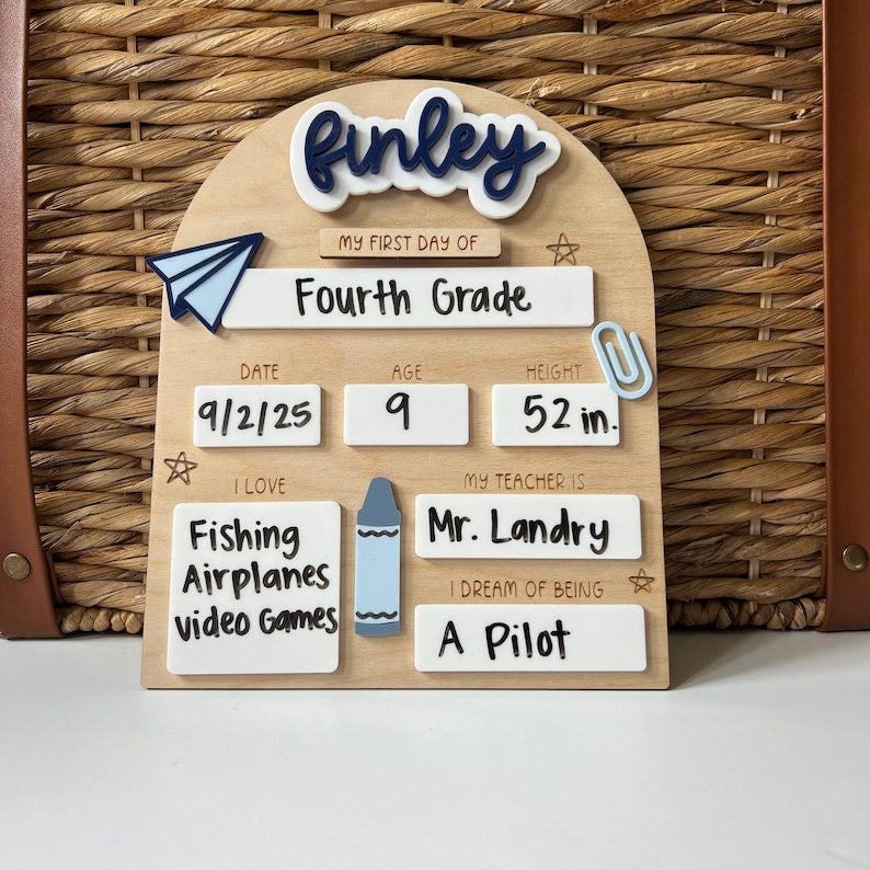 First Day of School Sign | Last Day Of Changeable Back to School Sign | Personalized 1st Day of School Sign | Custom Wood Acrylic School