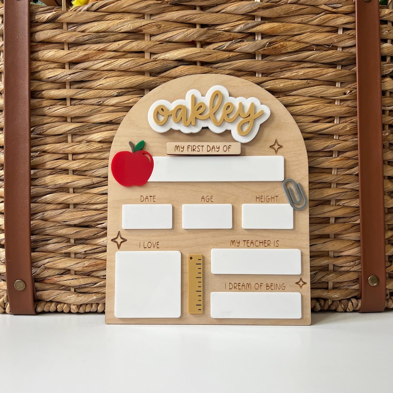 First Day of School Sign | First day and last day of School Changeable Back to School Sign | Personalized Dry Erase 1st Day of School Sign | Custom Acrylic School Photo Prop