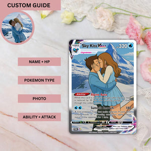 Custom Pok mon-Inspired Couple Keepsake Wedding & Anniversary Photo to Holo Card