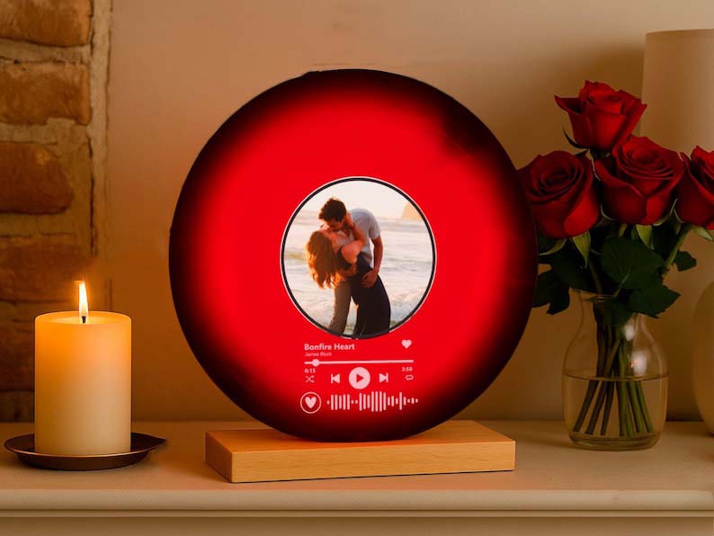 Custom Vinyl Record with Photo Personalized Song Plaque Gift for Couples, Friends Anniversary, Birthday, or Christmas Present, Married