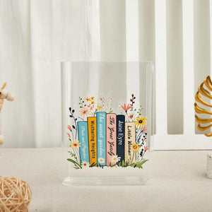 Personalized Eco-Friendly Acrylic Book Vasefor,Flower Books Acrylic Vase,Shelf Decor,Gift For Book Lover,Reading Lover,Acrylic Book Vase