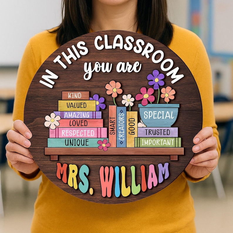 Custom Teacher 3D Door Hanger, In this Classroom You Are, Cute Teacher Door Sign, Back to School Gift, Custom Teacher Name, Classroom Decor