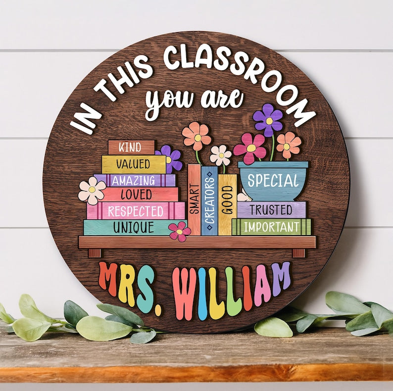 Custom Teacher 3D Door Hanger, In this Classroom You Are, Cute Teacher Door Sign, Back to School Gift, Custom Teacher Name, Classroom Decor